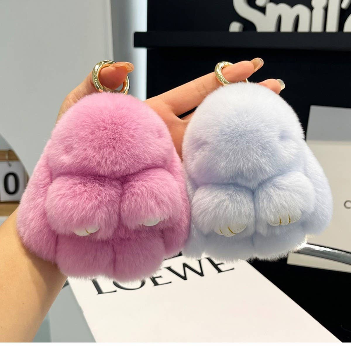 NEW MINI CUTE PLUSH BUNNY CAR KEYCHAIN PENDANT