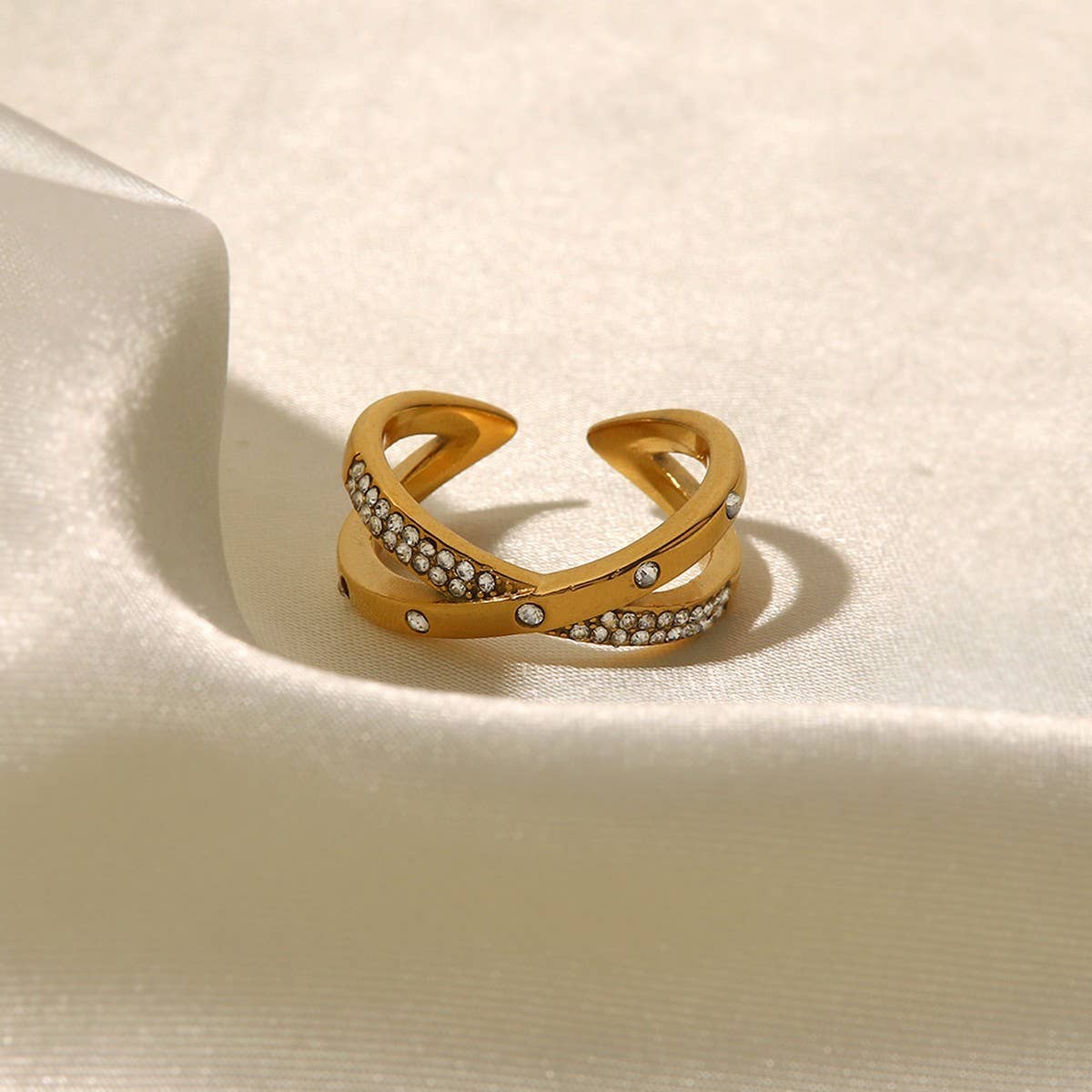 18K GOLD PLATED OPEN RING WITH DIAMOND_CWAJE1233