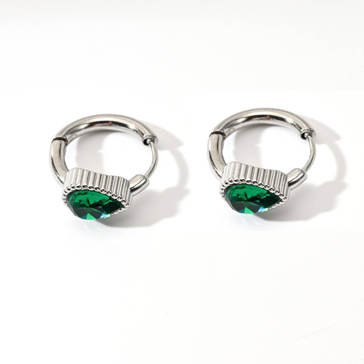 Unique Stainless Steel Heart Earrings with CZ