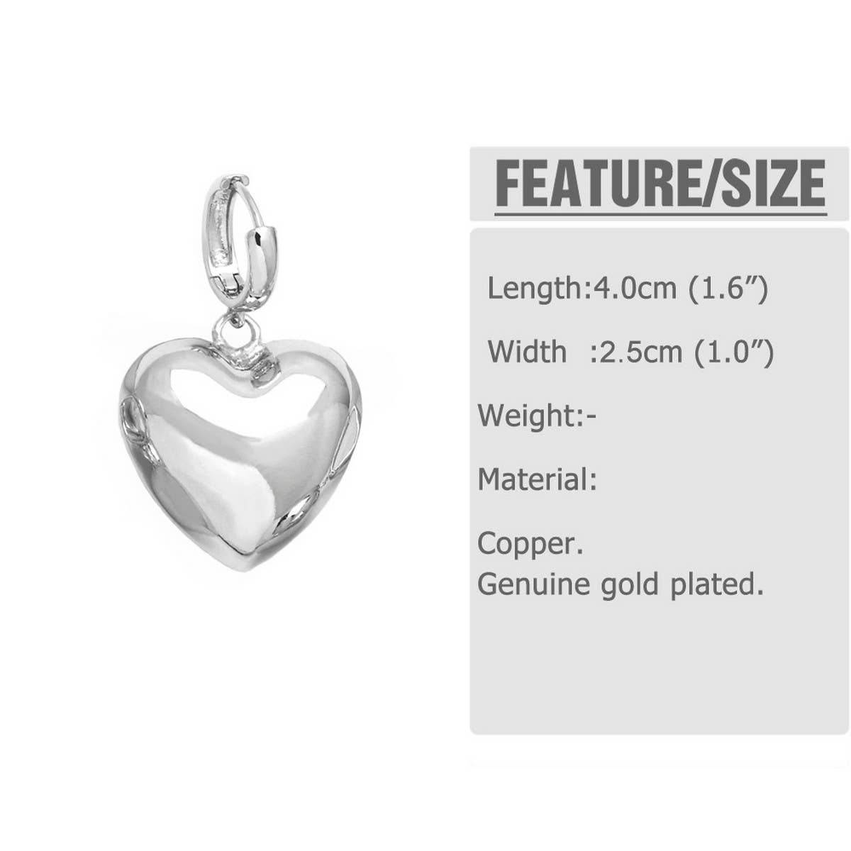 SILVER HEART-SHAPED PENDANT EARRINGS