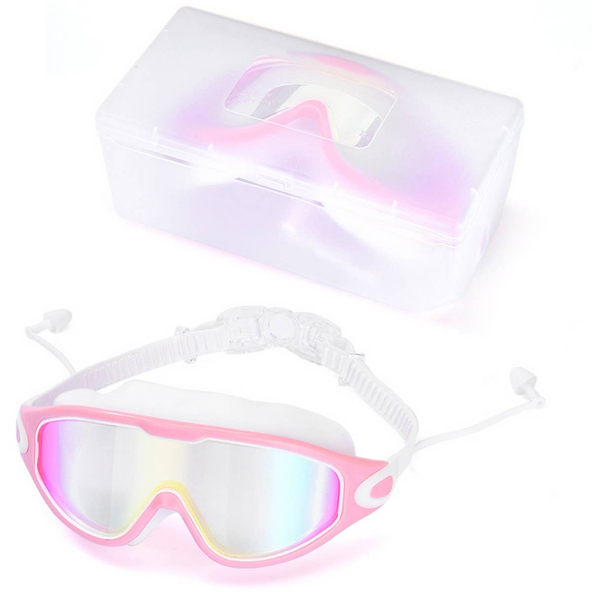 Large Frame Swim Goggles, HD Anti-Fog Mirror Lens