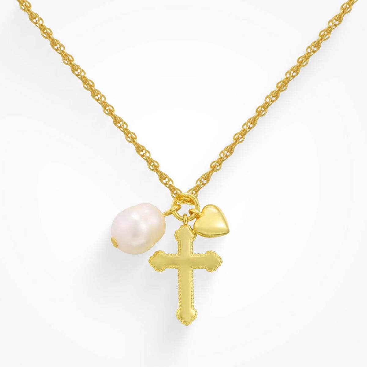 Natural freshwater pearl heart necklace