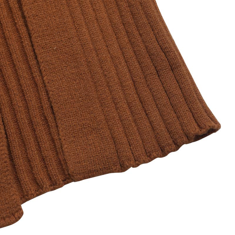 Button-decorated high slit long skirt