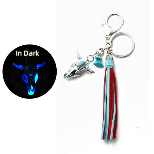 Vintage Western Glow-in-the-Dark Bull Keychain