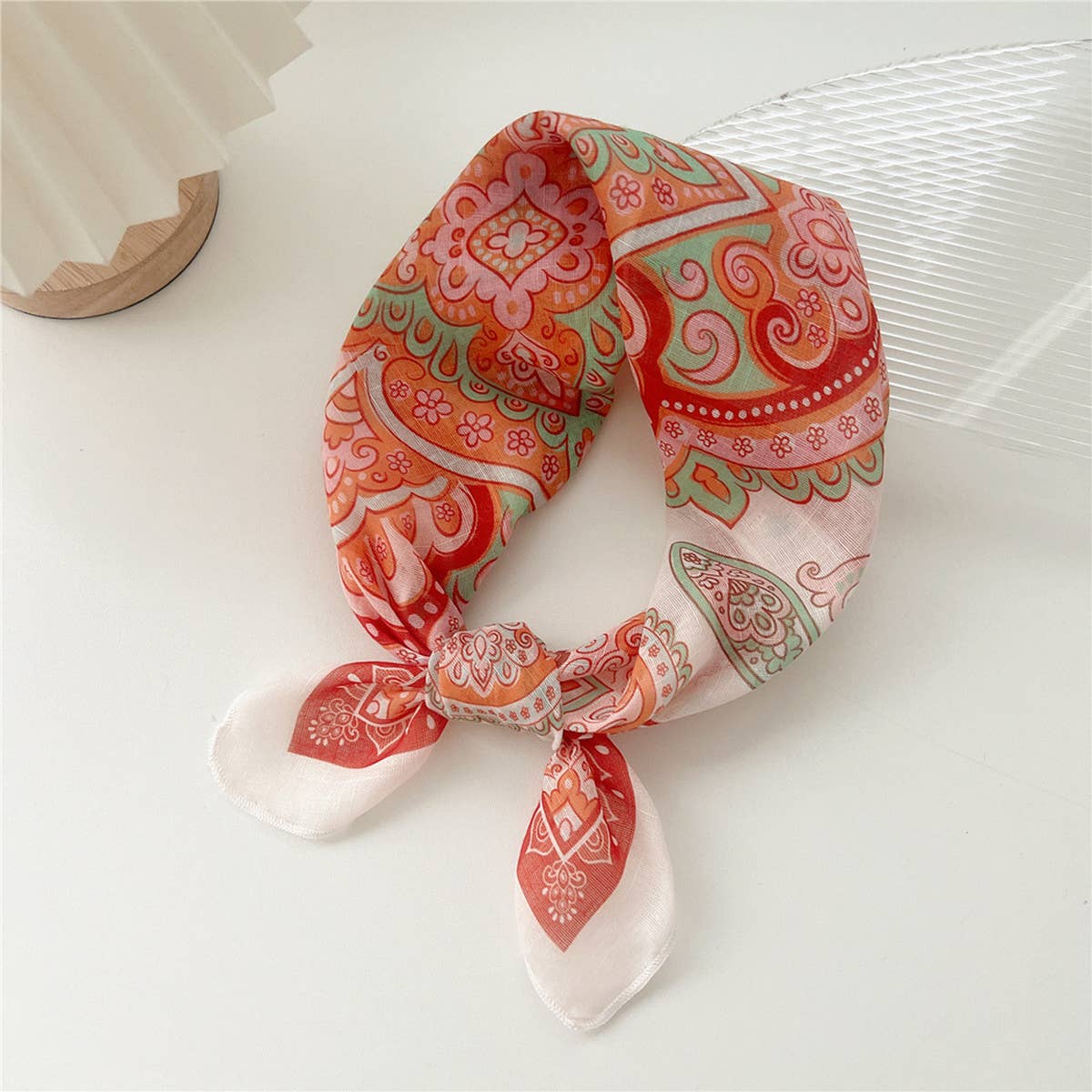 Cotton Linen Square Scarf - Breathable Neck Wrap