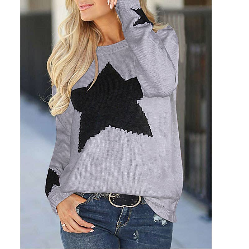 SLOUCHY STAR PULLOVER KNIT PULLOVER SWEATER
