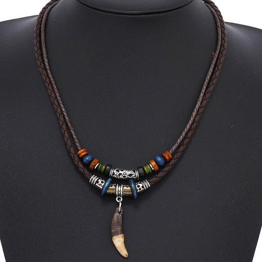 RETRO ETHNIC STYLE DOG TOOTH PENDANT NECKLACE_CWMM4577