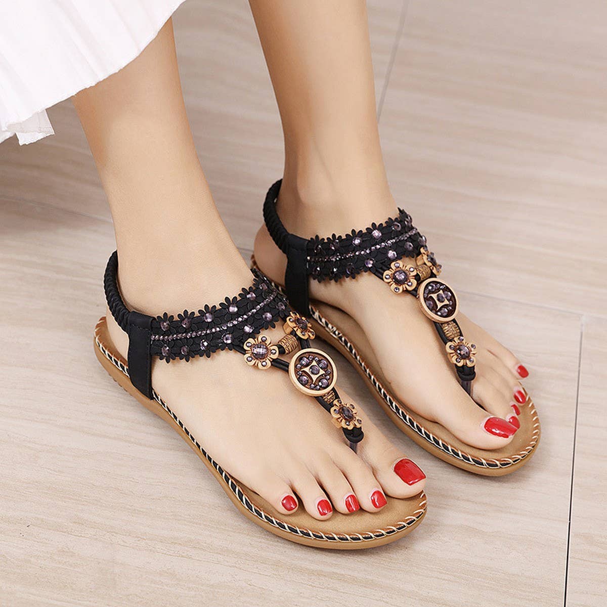 VINTAGE CLIP TOE BEACH SANDALS FLAT SHOES_CWSHS0501