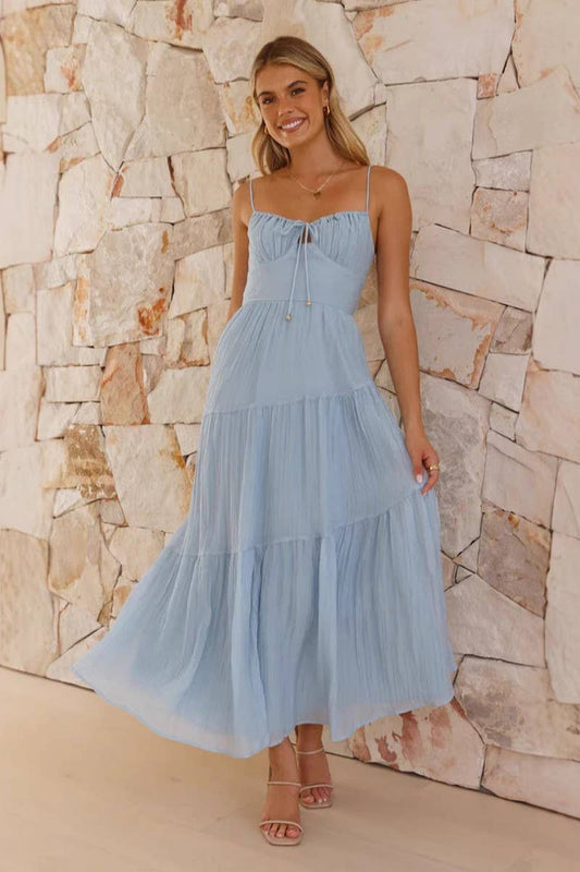 CWDMD5664_ELEGANT BACKLESS SPLICED STRAP MAXI FLARE DRESS