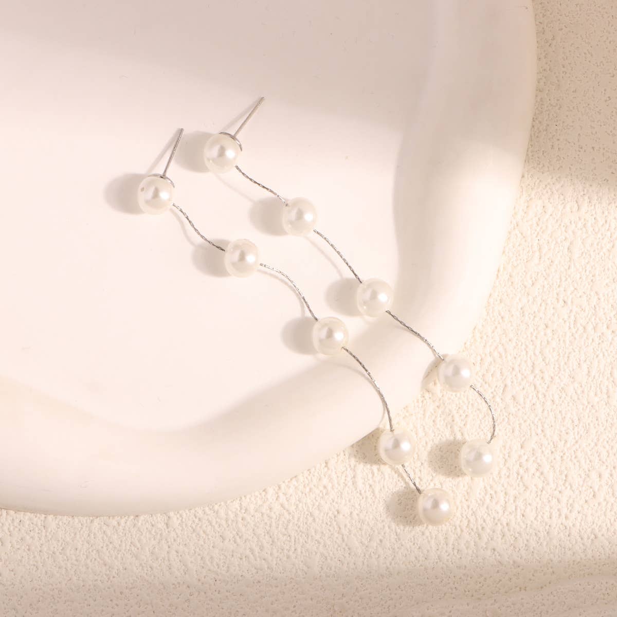 S925 Silver needle natural pearl long earrings