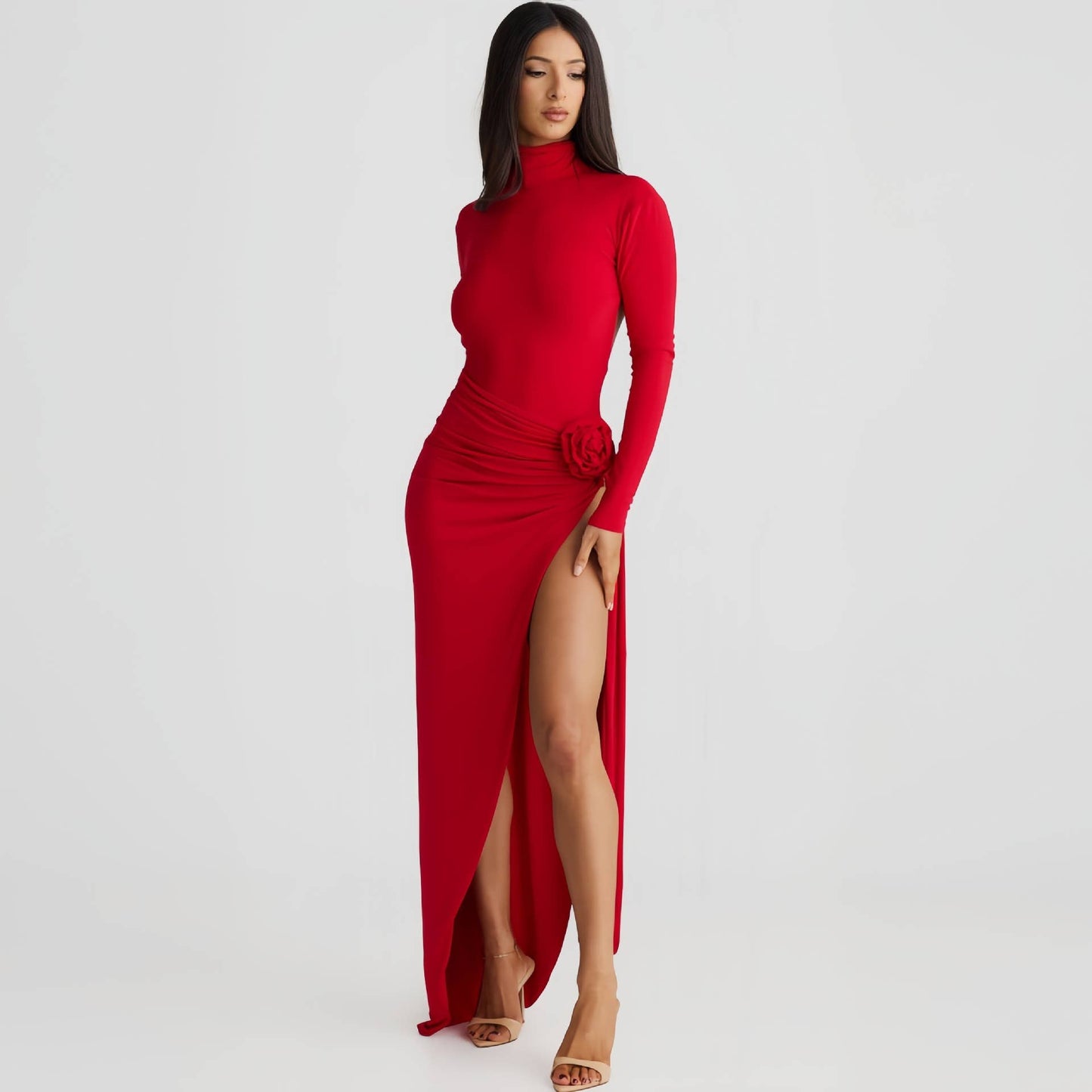 FASHION TURTLENECK HALTER JUMPSUIT SKIRT SUIT