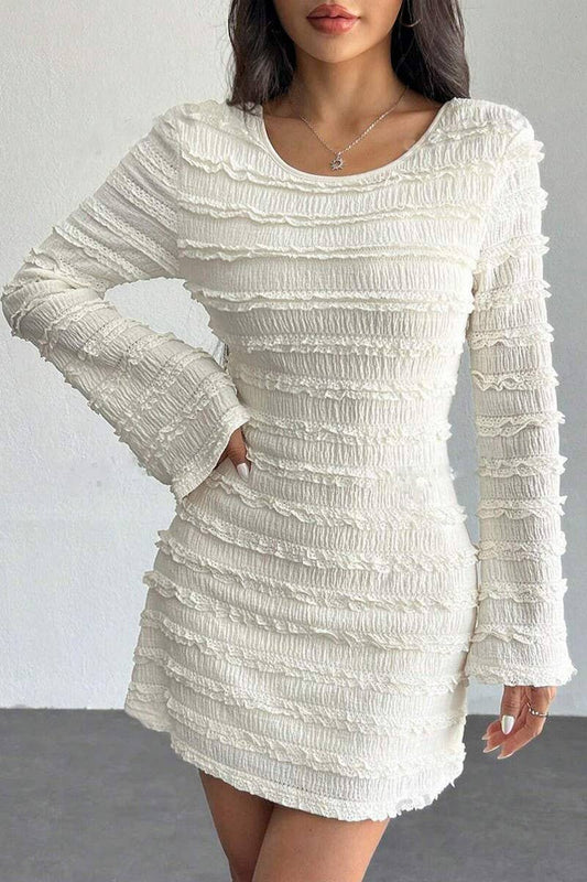 CWDSD8301_SEXY JACQUARD KNIT STRETCH BACKLESS SHORT DRESS