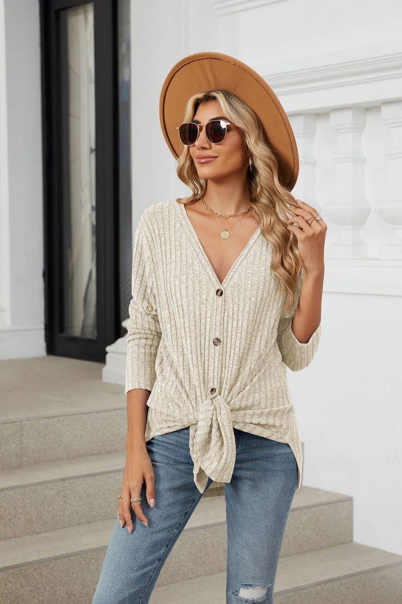 CWOCAL2269_AUTUMN AND WINTER BUTTON KNIT CARDIGAN