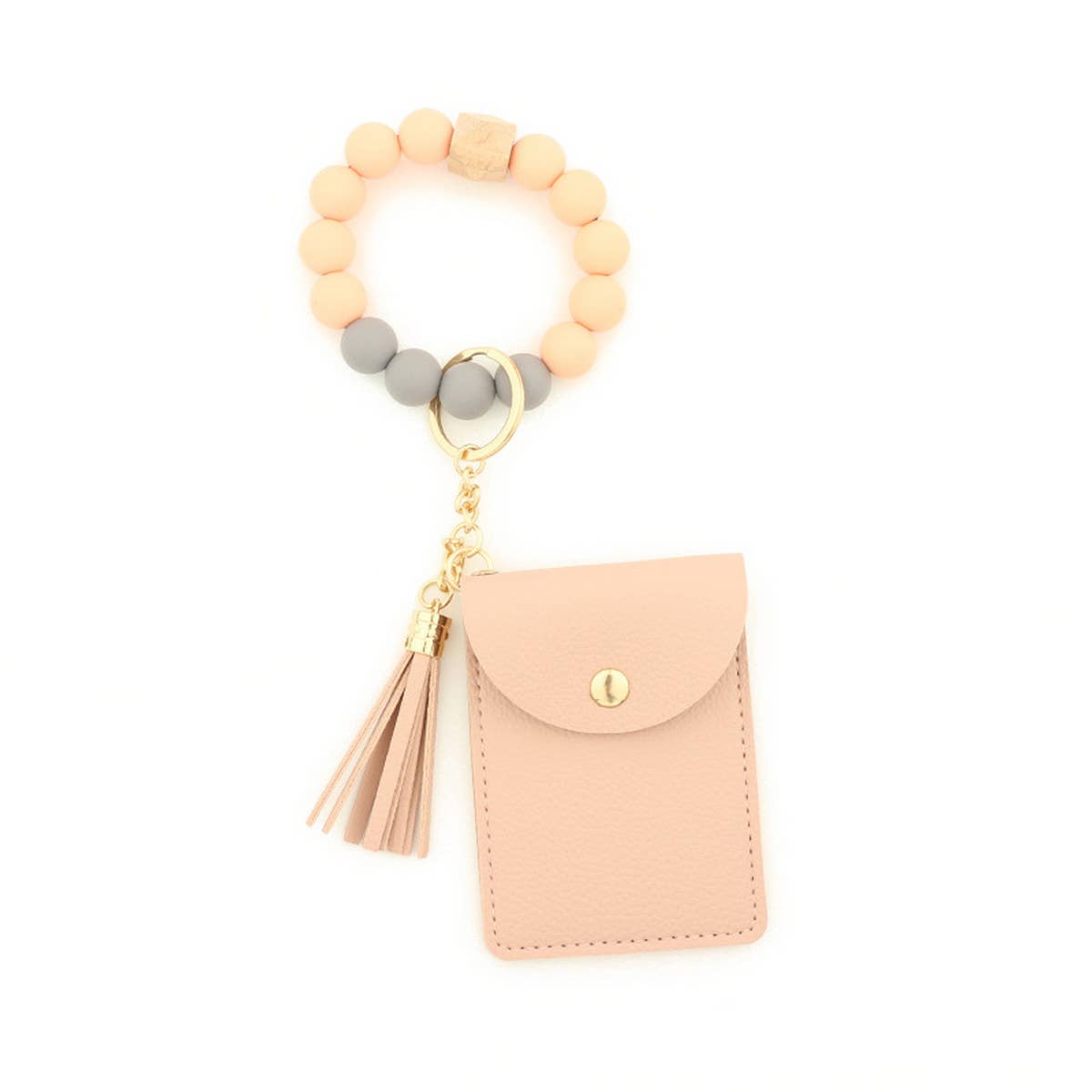 SILICONE BEAD BRACELET SOLID COLOR KEYCHAIN