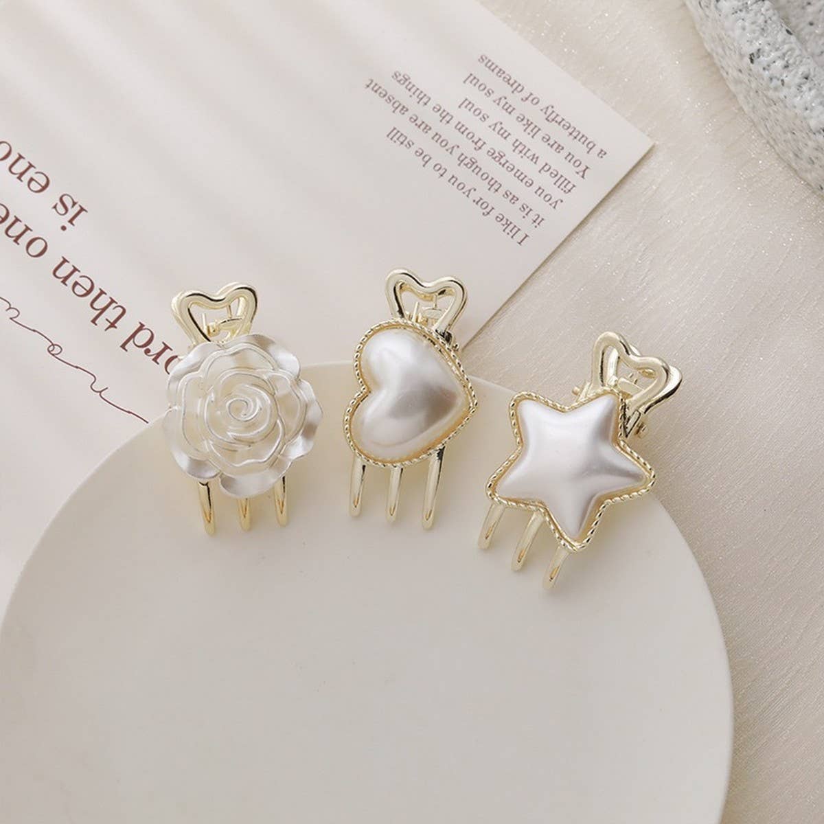 METAL PEARL HAIRPIN BANGS CLIP DUCKBILL CLIP