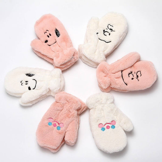CARTOON WINTER THICK PLUSH HOOP NECK GLOVES_CWAG0272