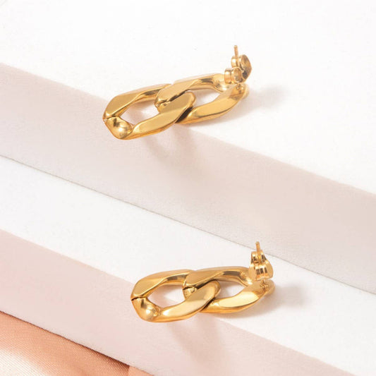 SIMPLE DOUBLE CIRCLE CHAIN TITANIUM STEEL EARRINGS_CWMM3664