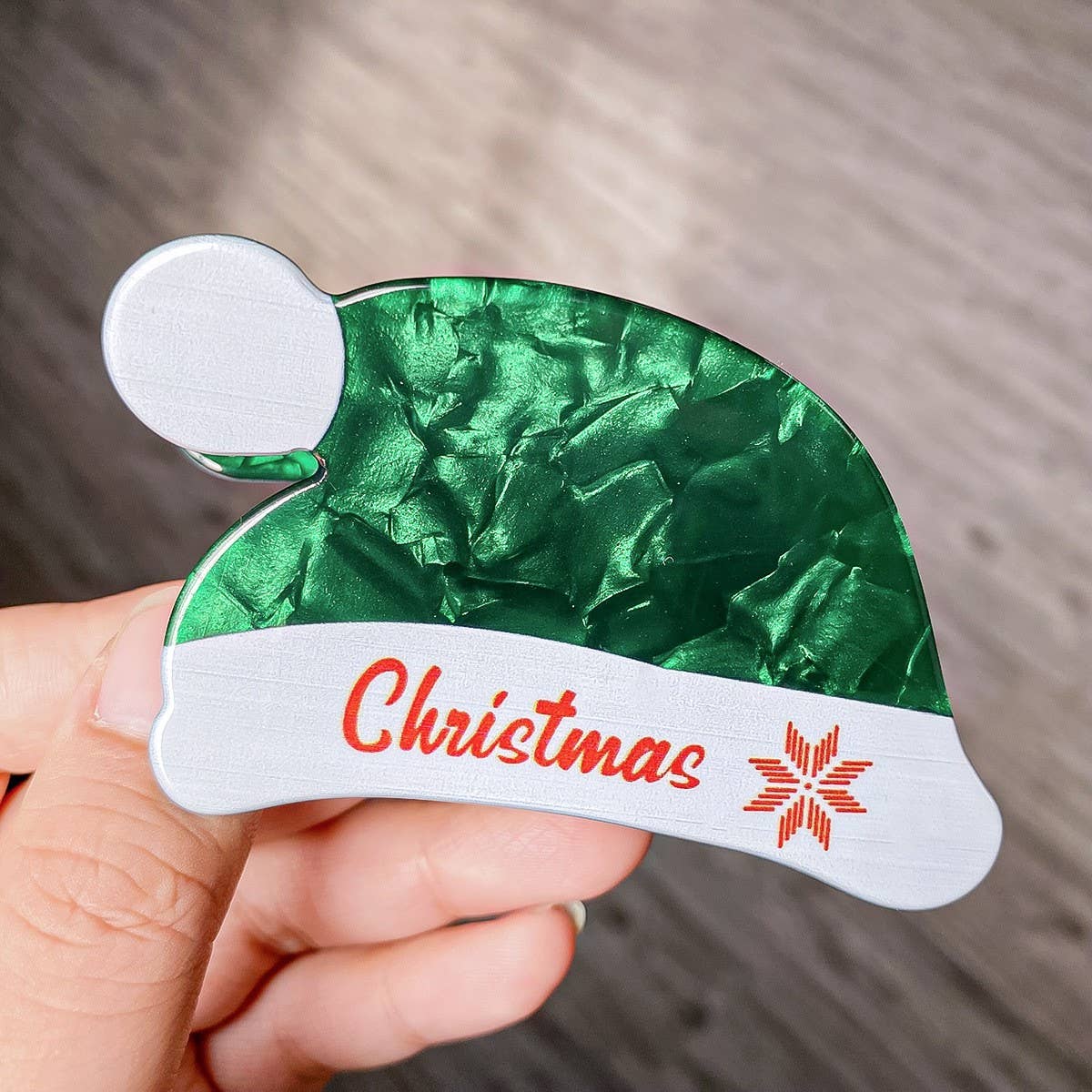 CHRISTMAS CARTOON PRINT SANTA HAT HAIRPIN_CWAHA1581