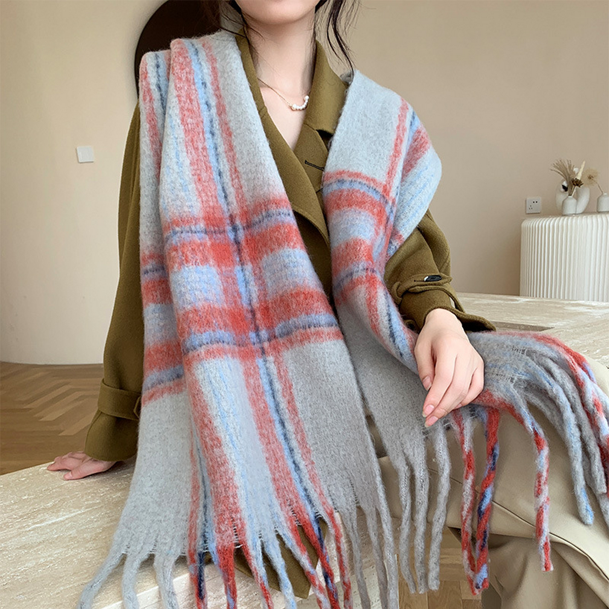 Plush AC Scarf ??Thick Soft Winter Wrap_CWASC2701