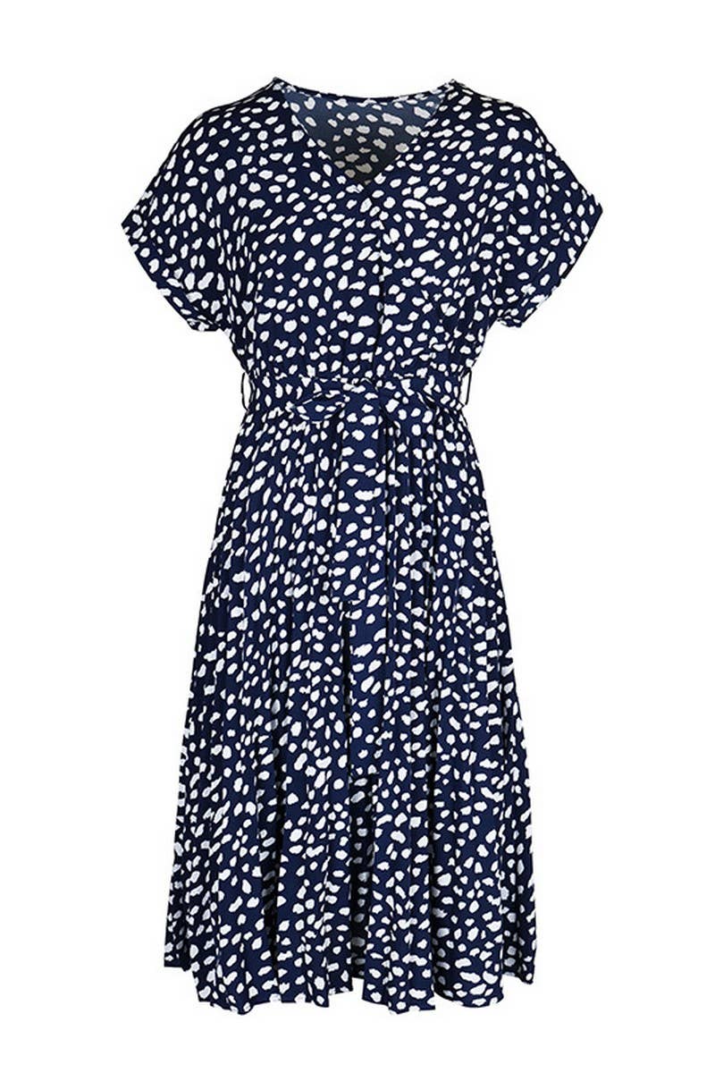 CWDMD4543_SPRING AND AUTUMN LONG SLEEVE RED PRINTED DRESS