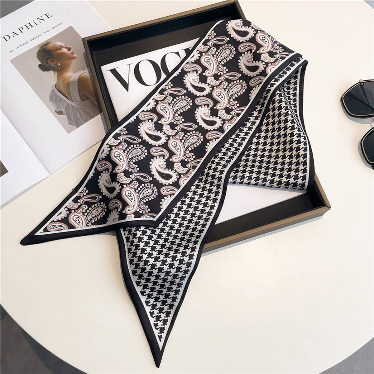 Skinny Silk Scarf for Hair, Neck or Bag Wrap_CWASC1512🎗️