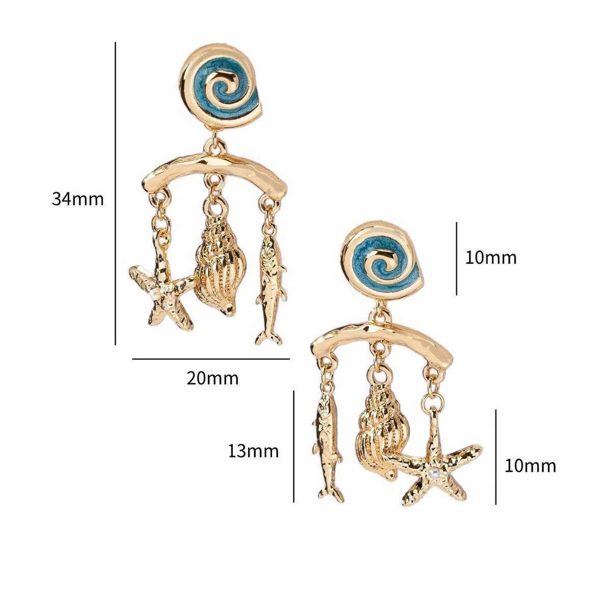 Stainless Steel Ocean Series Conch Shell Earrings_CWAJE5117