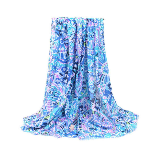 CLASSIC PRINT COLOR BLOCK SCARF SHAWL