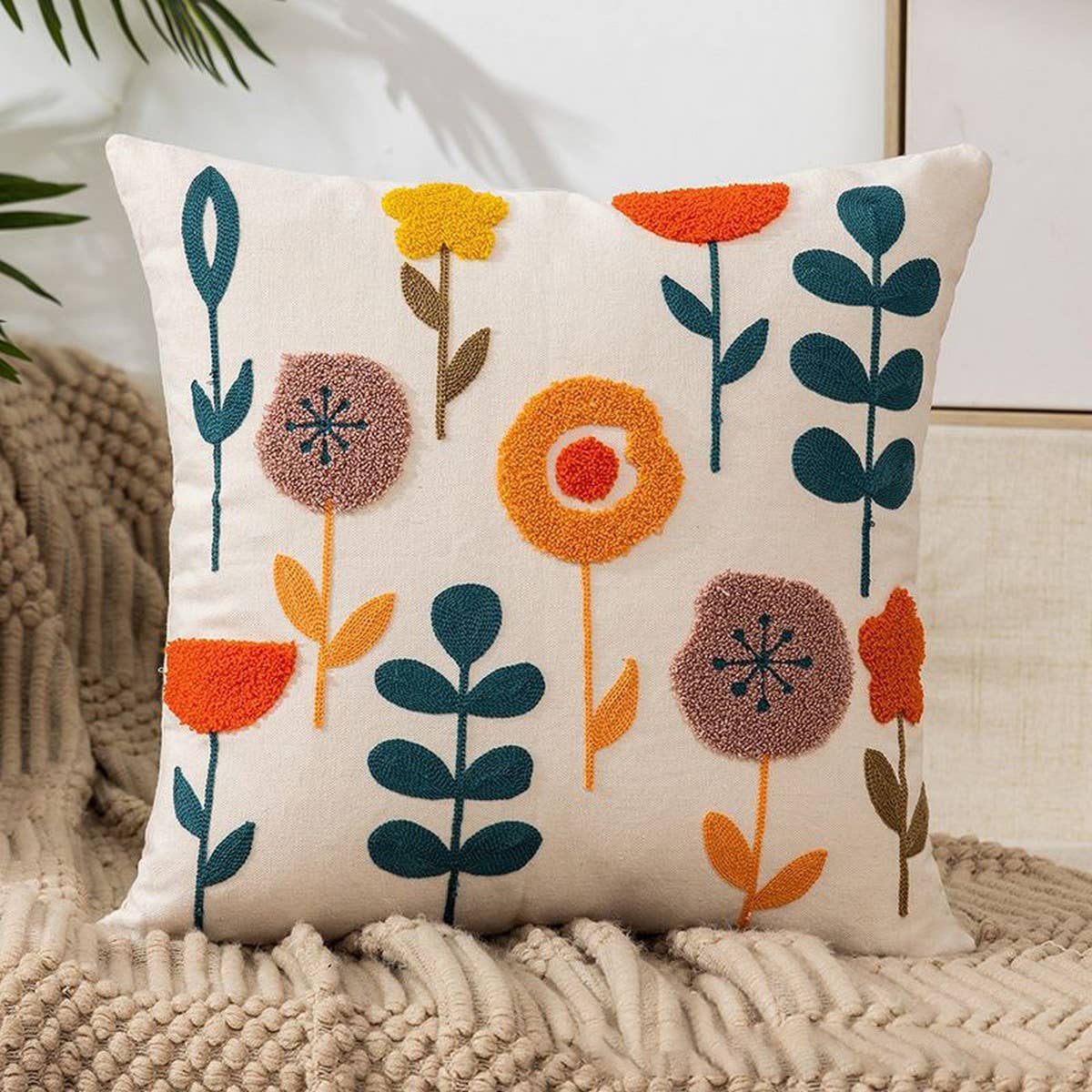 Luxury Embroidered Throw Pillow Cover for Sofa/Bed