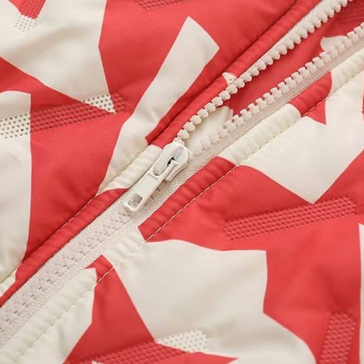 COLORBLOCK PRINT ZIP-UP QUILTED JACKET