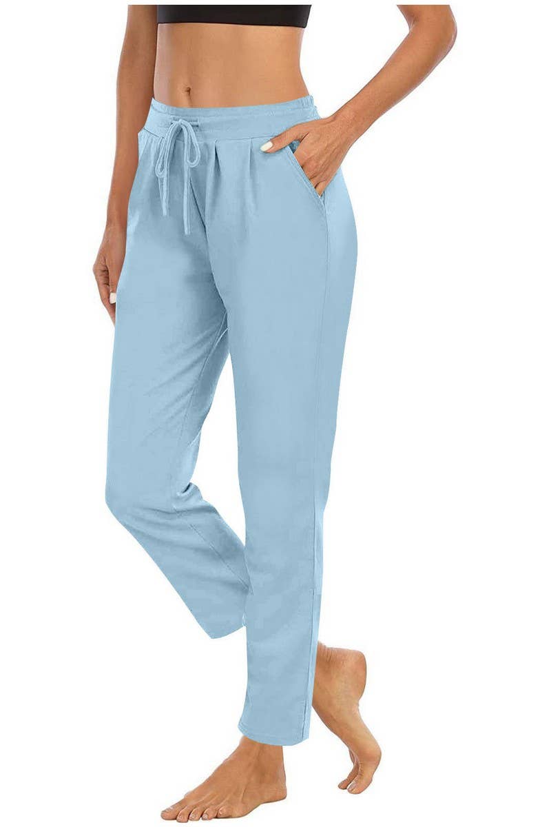 CWBLP2085_HIGH WAIST DRAWSTRING SLIM FIT CASUAL PANTS