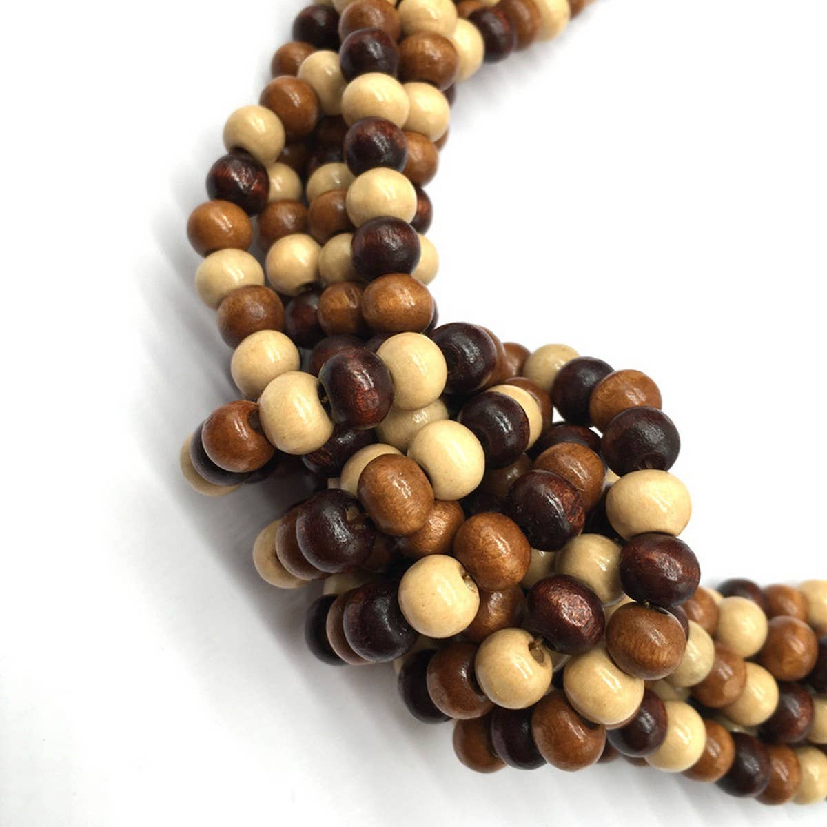 BOHEMIAN MULTI-LAYER WOODEN BEAD KNOT NECKLACE_CWMM4735