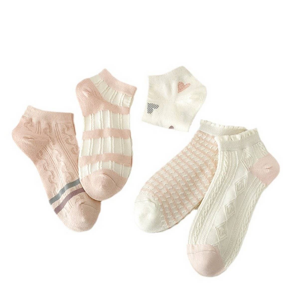 CWMS2496_SUMMER THIN PINK SHORT COLOR MATCHING SOCKS