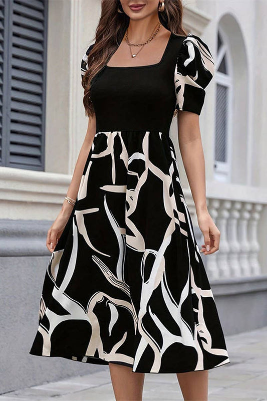 CWDMD5037_COMMUTER ELASTIC SLIM FIT PUFF SLEEVE DRESS