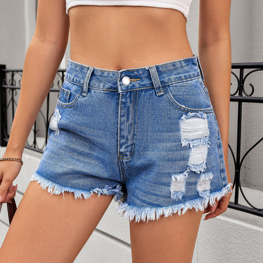 Distressed Washed Ripped Denim Hot Shorts