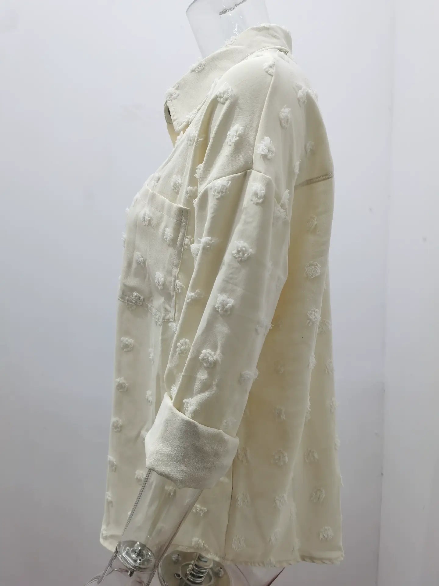 SOLID COLOR CHIFFON JACQUARD BREASTED SHIRT