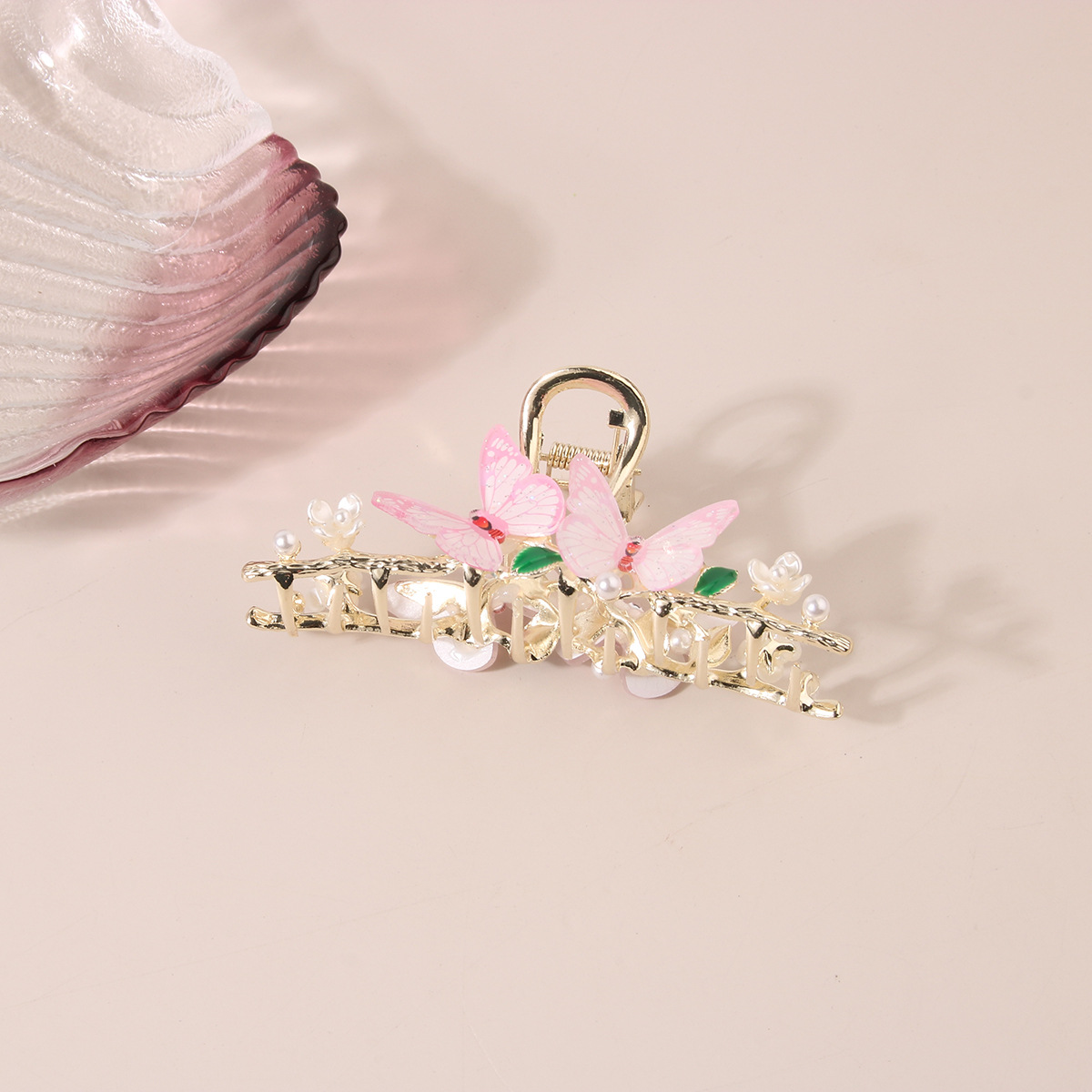 Metal Bamboo Butterfly Hair Claw - Chic Bun Clip_CWAHA0500