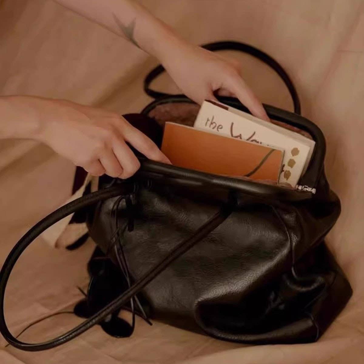 SPLICING ONE-SHOULDER SHELL BAG VINTAGE HANDBAG_CWAB4110