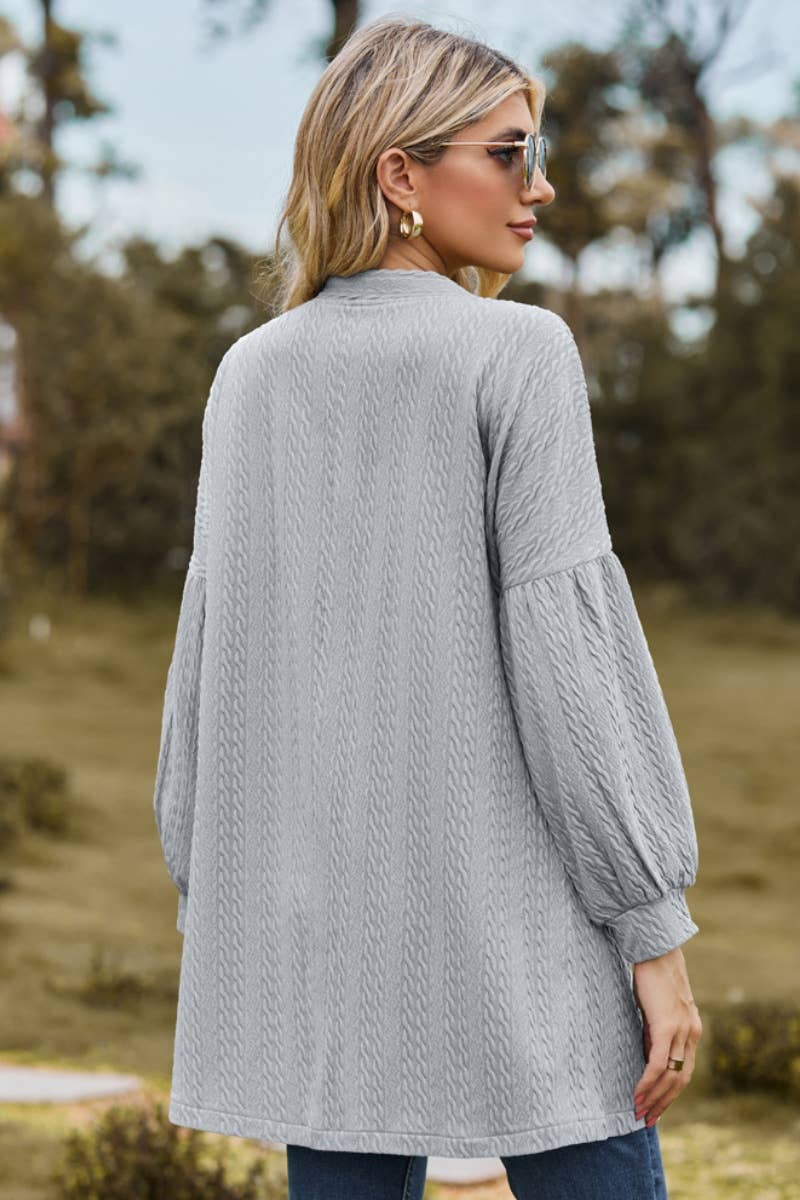 CWOCAL2082_BUTTON-FREE SOLID COLOR LONG SLEEVE CARDIGAN