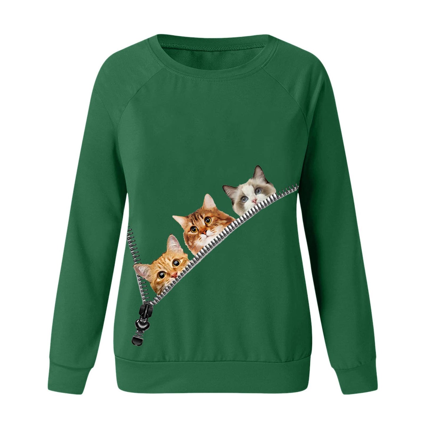Kitty-print fashion turtle-neck hoodie