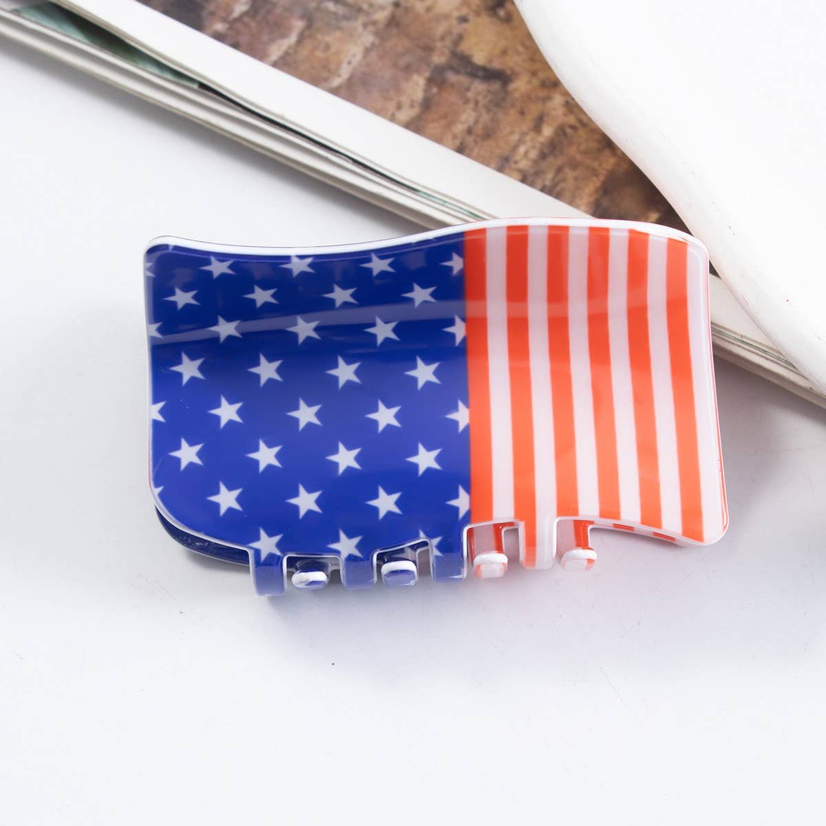 CWAHA1242_4TH OF JULY FLAG SERIES HAIR CLAW CLIP