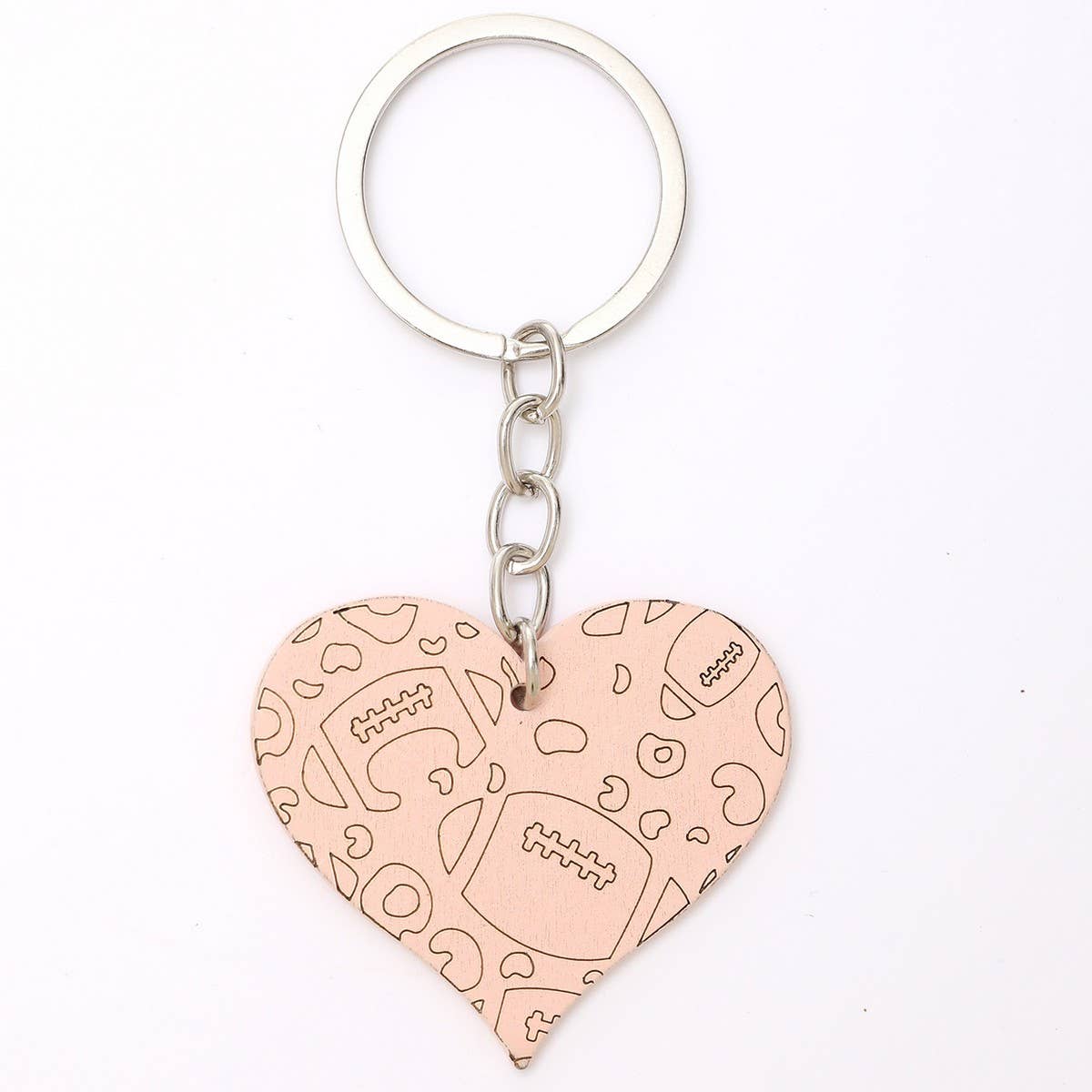HEART SHAPED WOODEN KEYCHAIN PENDANT