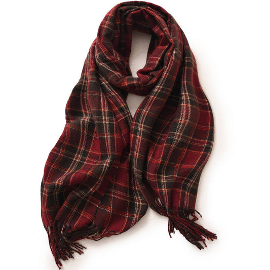Red Plaid Winter Scarf ??Thick Warm Shawl Wrap_CWASC0175
