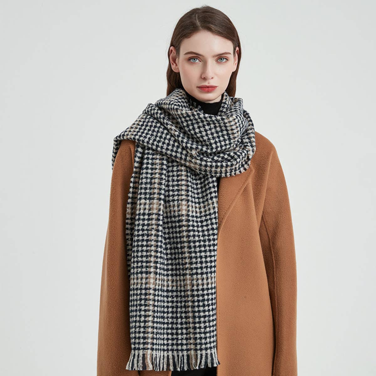 RETRO PLAID HOUNDSTOOTH WARM SCARF_CWASC0146