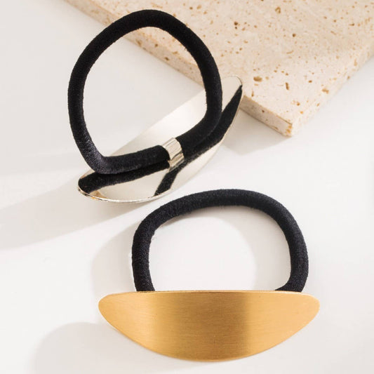 Brushed Metal Geometric Elastic Hair Tie_CWAHA6245