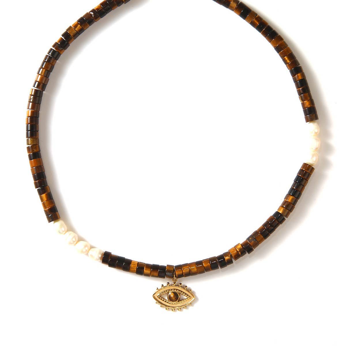 New 18K Steel Sunflower & Evil Eye Necklace