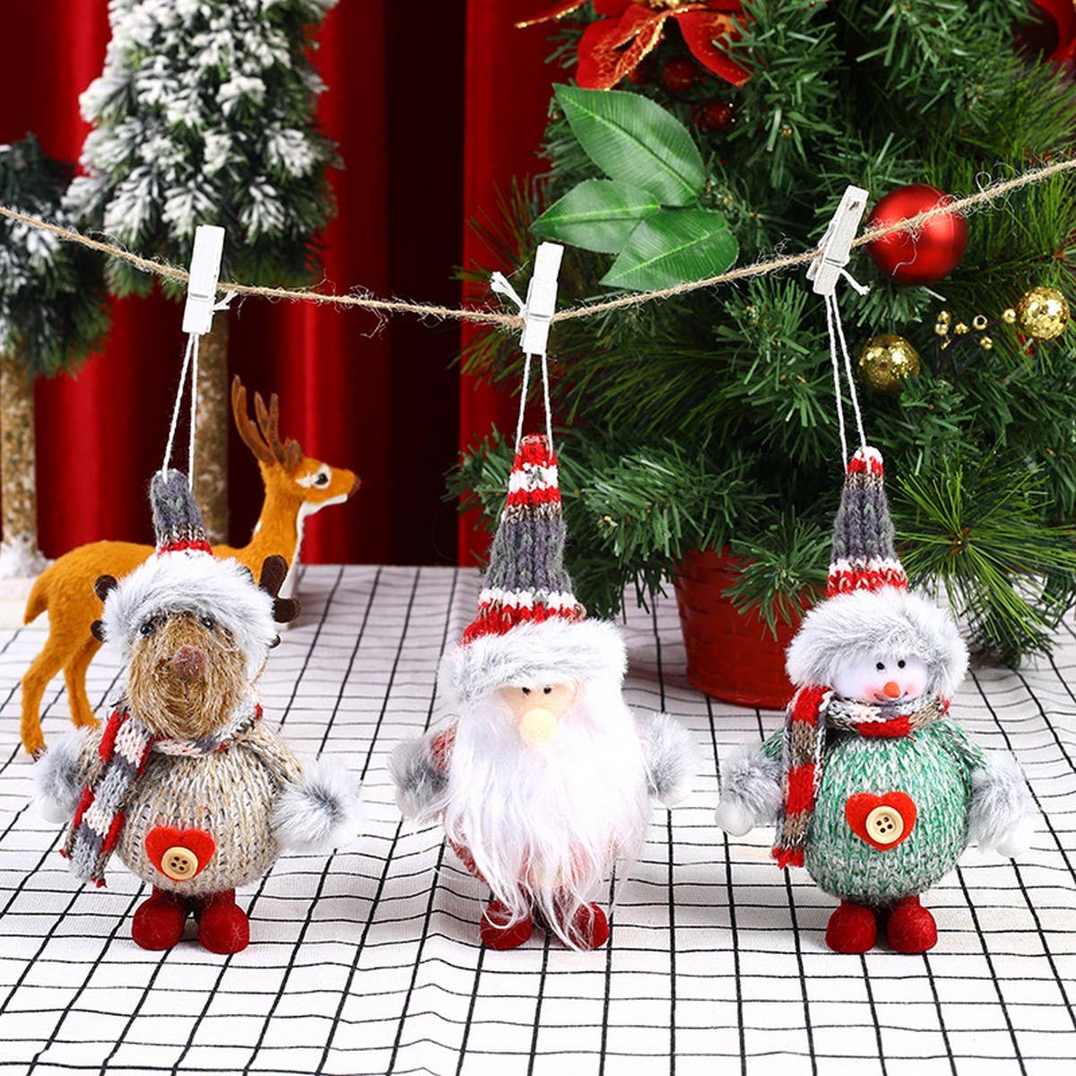 CHRISTMAS COLORFUL FABRIC FOAM PENDANT ORNAMENTS