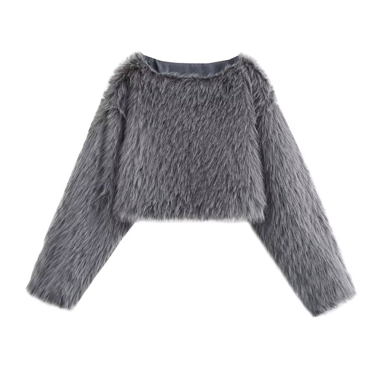 Fashion simple woolen long-sleeved sweatshirt