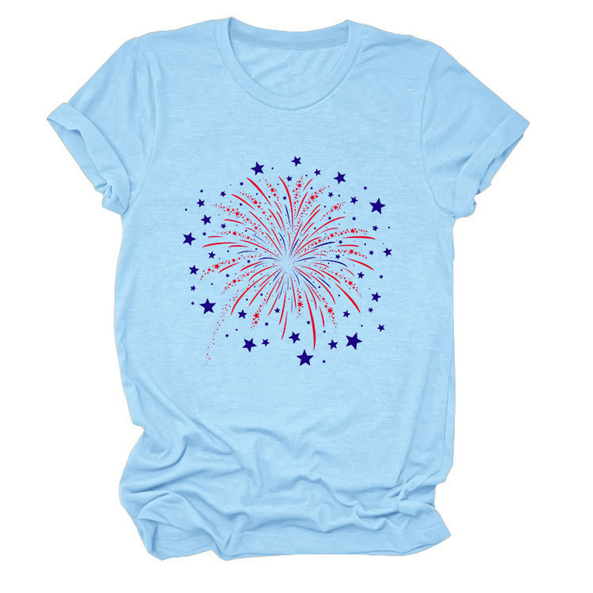 Trendy Loose Star Fireworks Graphic Tee for Women