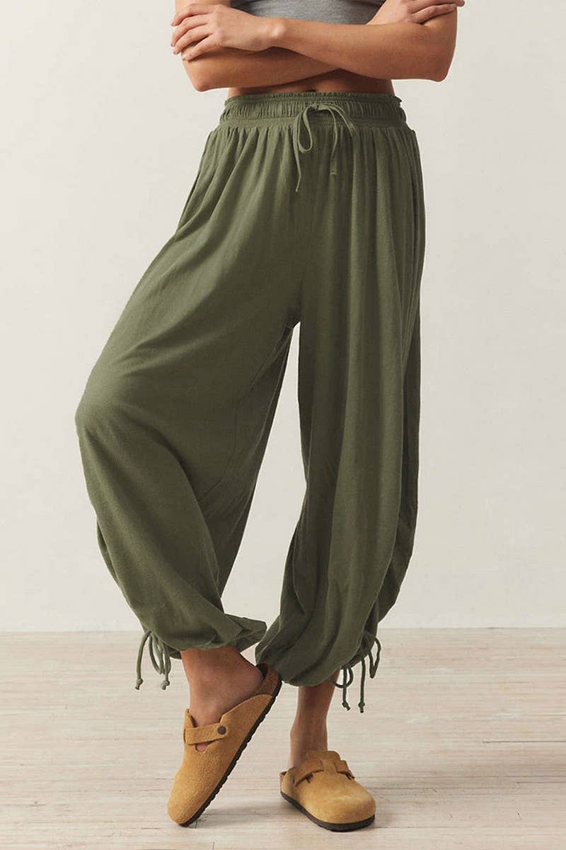 CWBLP1854_SOLID COLOR DRAWSTRING CASUAL BLOOMERS