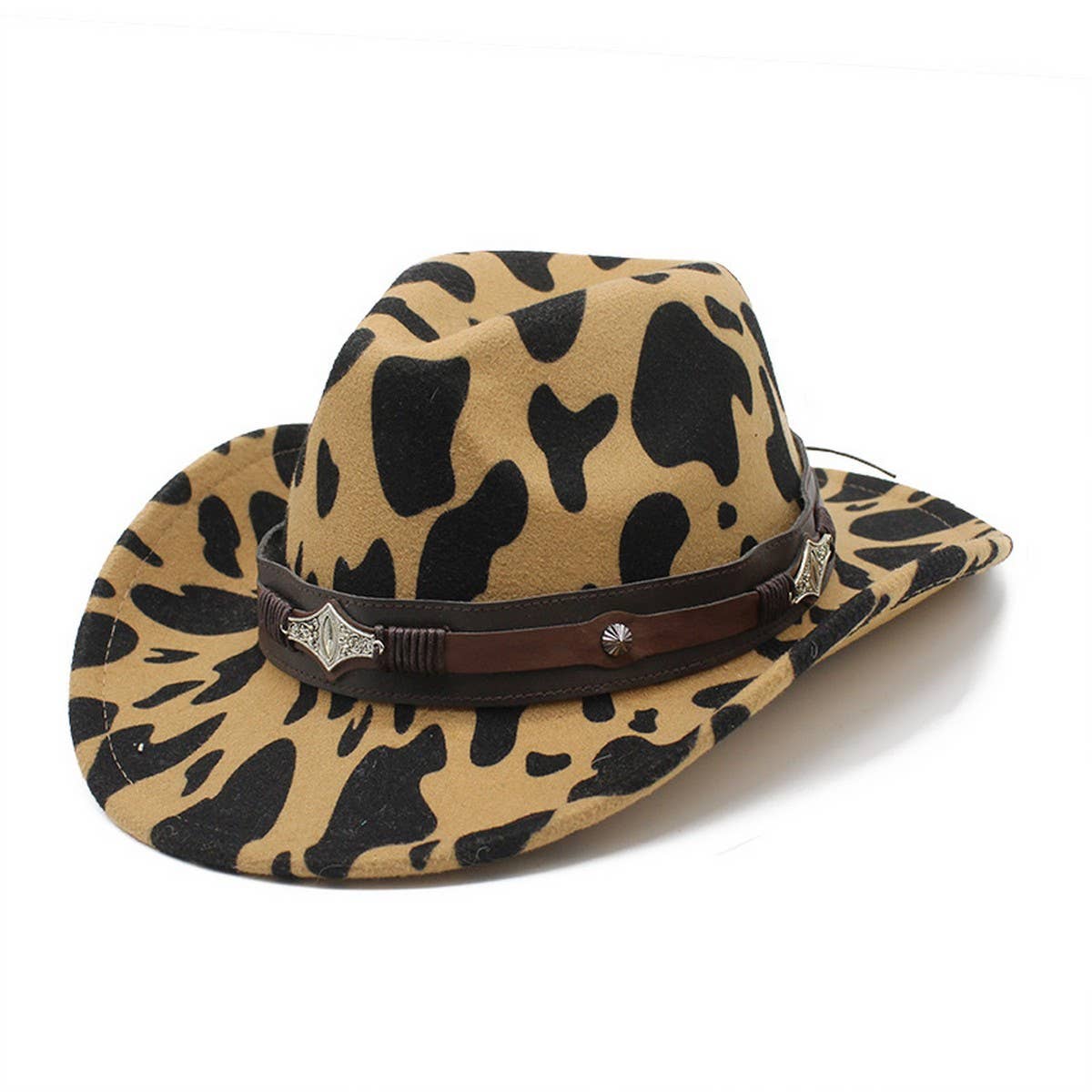 THICKENED COW PATTERN CURLED BRIM DENIM HAT_CWAH2538